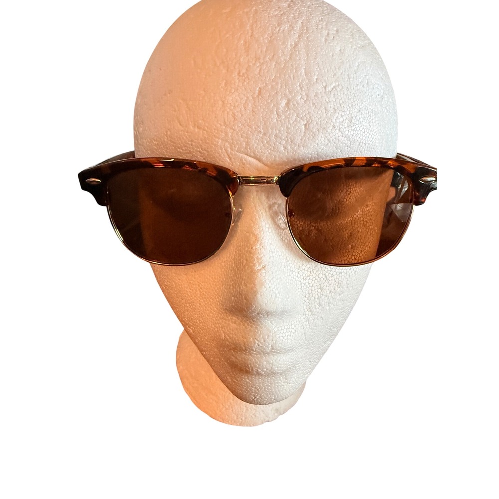 Unbranded 3016 Tortoiseshell Gold Clubmaster Browline Sunglasses Brown Lens